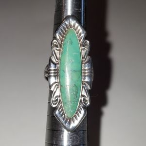 Southwestern Silver Turquoise Ring Size 5